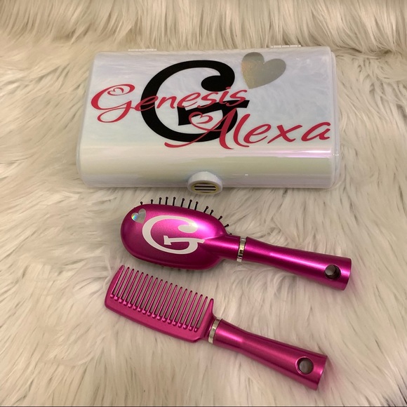 Personalized Beauty set, hair brush, comb, makeup case with mirror - Picture 8 of 10